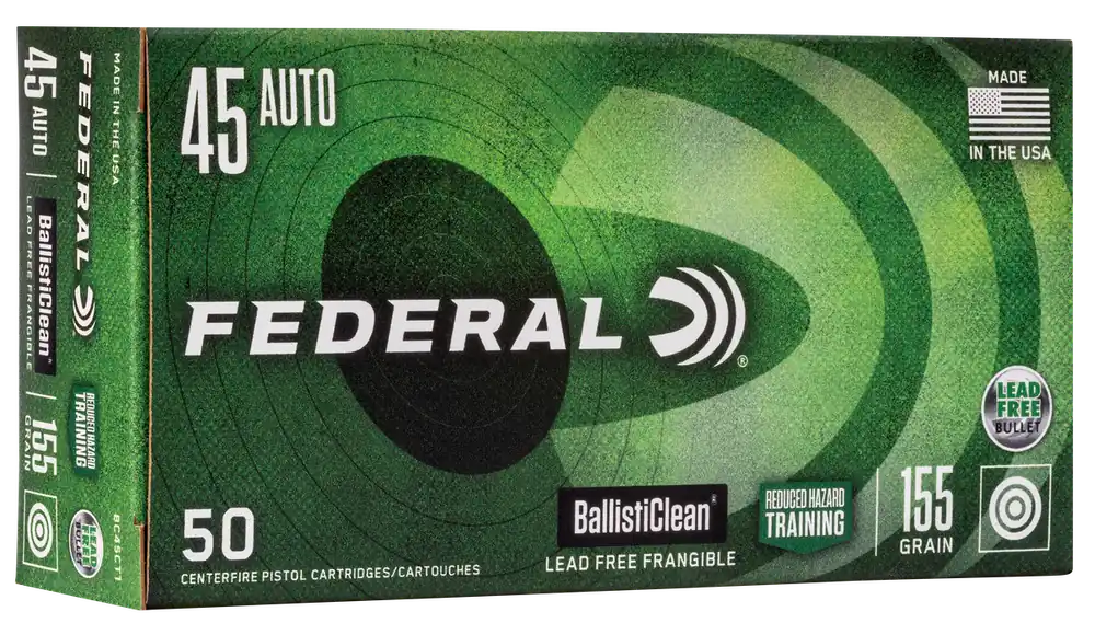 Federal BallistiClean Reduced Hazard Training 45 ACP 155 gr Lead Free Frangible 50 Bx/ 20 Cs
