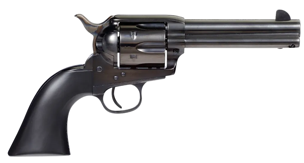 Taylors & Company 555162 Devil Anse 357 Mag Caliber with 4.75" Blued Finish Barrel, 6rd Capacity Blued Finish Cylinder, Color Case Hardened Finish Steel Frame & Matte Black Wood Grip
