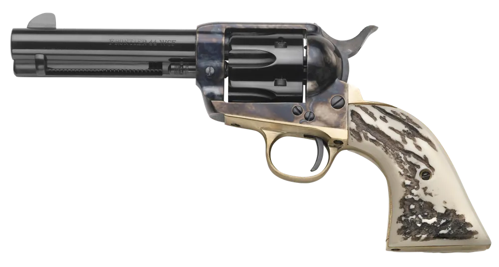Taylors & Company 200071 1873 Cattleman 357 Mag Caliber with 4.75" Blued Finish Barrel, 6rd Capacity Blued Finish Cylinder, Color Case Hardened Finish Steel Frame & Imitation Stag Grip