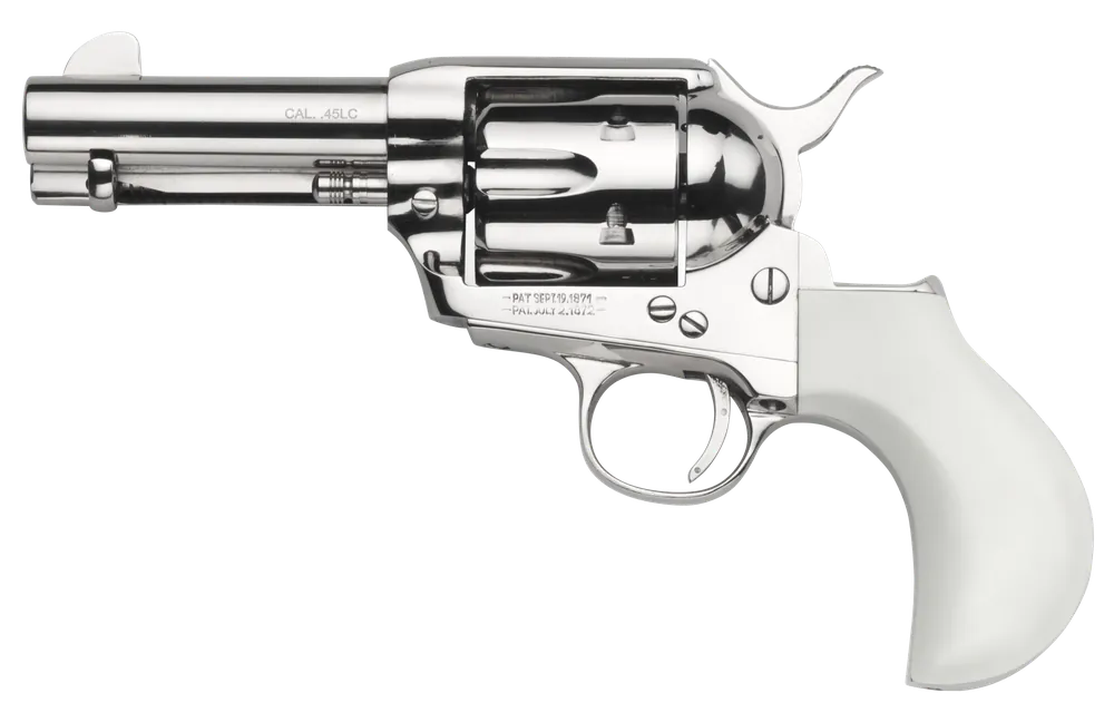 Taylors & Company 200072 1873 Cattleman 45 Colt (LC) Caliber with 3.50" Barrel, 6rd Capacity Cylinder, Overall Nickel-Plated Finish Steel & Ivory Birdshead Synthetic Grip