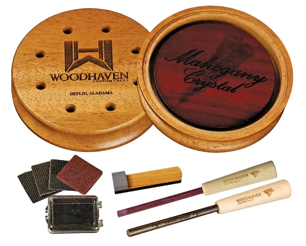 Woodhaven Mahogany Crystal Friction Call Attracts Turkeys Natural Glass/Wood