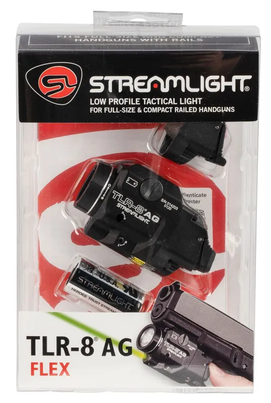 Streamlight TLR-8 A Weapon Light w/Laser 500 Lumens Output White LED Light Green Laser 140 Meters Beam Black Anodized Aluminum