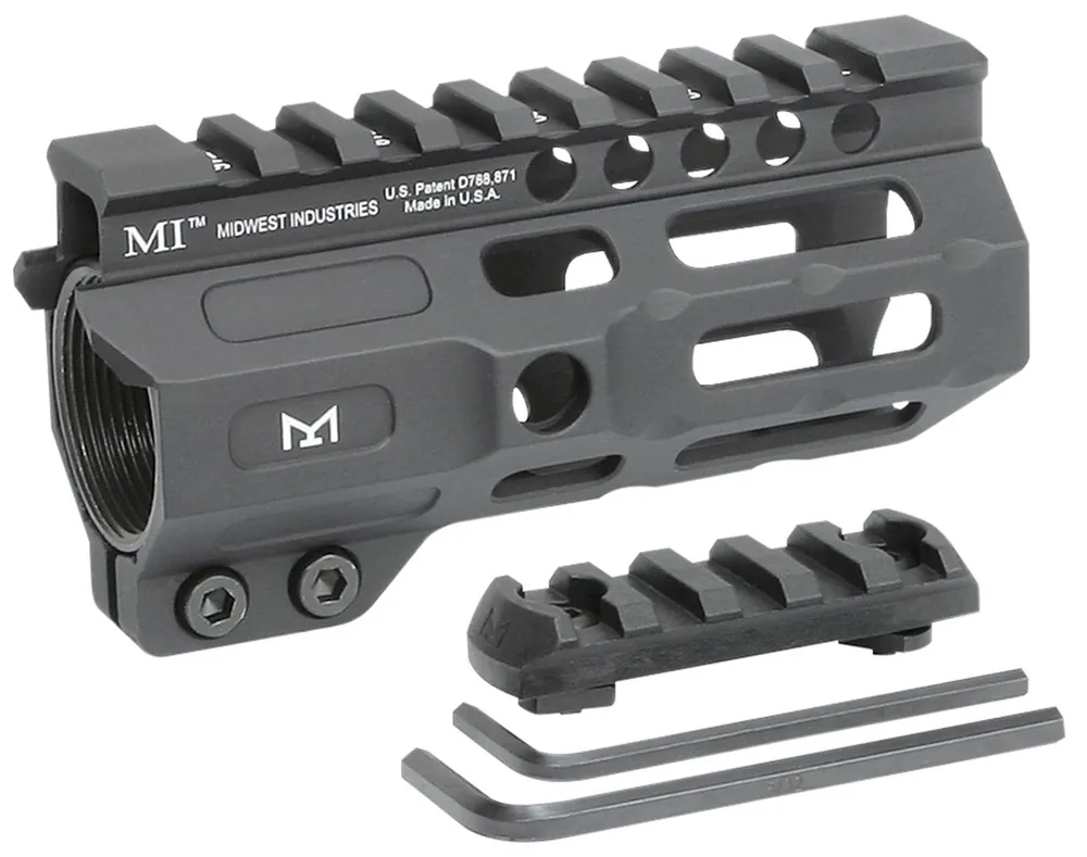 Midwest Industries Combat Black Hardcoat Anodized 6061-T6 Aluminum 4.50" Picatinny/M-LOK