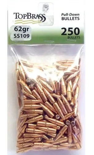 Top Brass Pull-Down 223 Rem 62 gr Full Metal Jacket Boat-Tail (FMJBT) 250 Per Bag