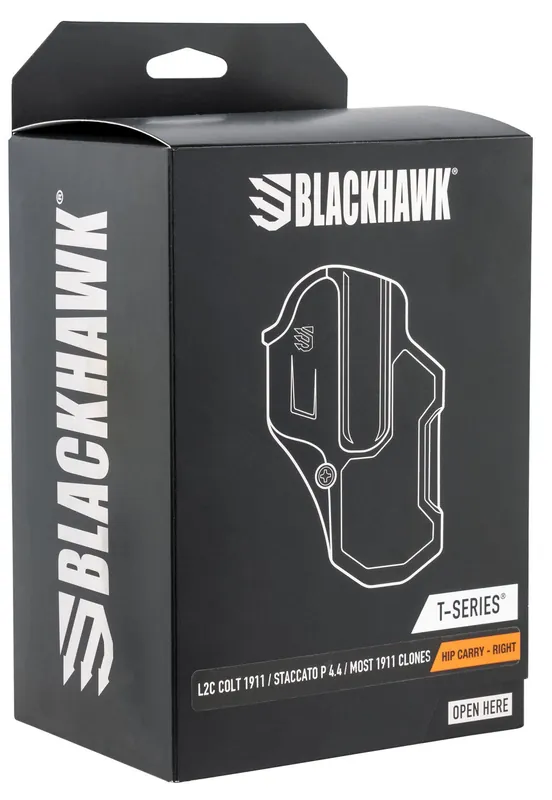 Blackhawk T-Series L2C Black Matte Polymer OWB Colt 1911 w/wo Rail RH