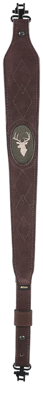 Mossy Oak GameKeeper Big Game Sling with Swivels 1.75" W x 20" L Adjustable Brown Suede Body with Leather Strap for Rifle