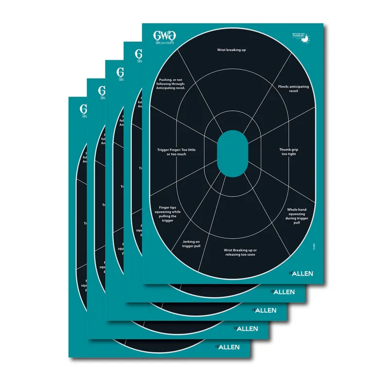 Allen Girls With Guns Splash Self-Adhesive Paper Black/Teal Oval 5 Pack