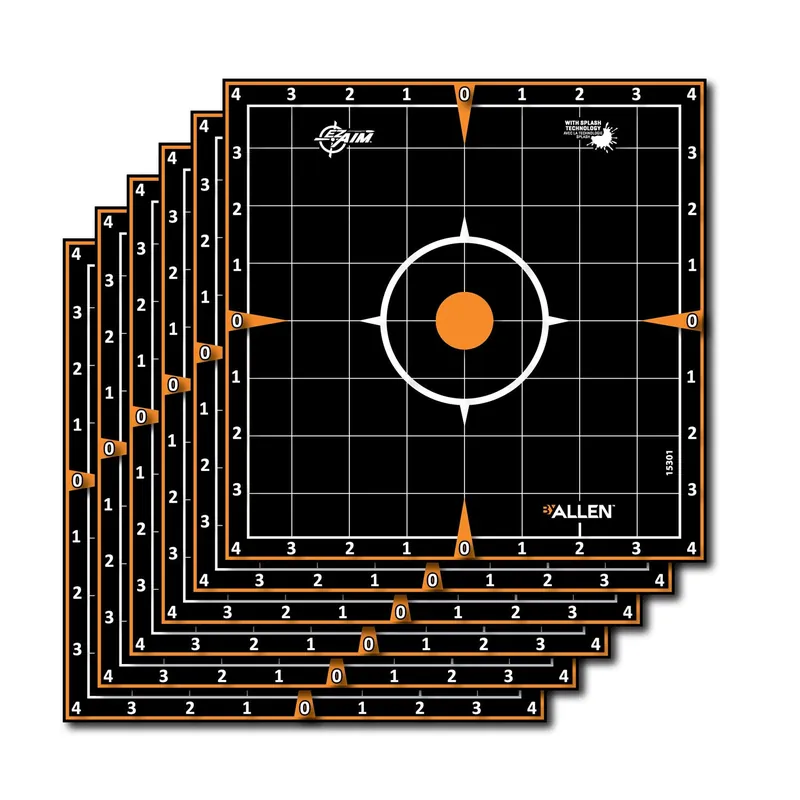 EZ-Aim Splash Self-Adhesive Paper Black/Orange Sight-In Grid 6 Pack