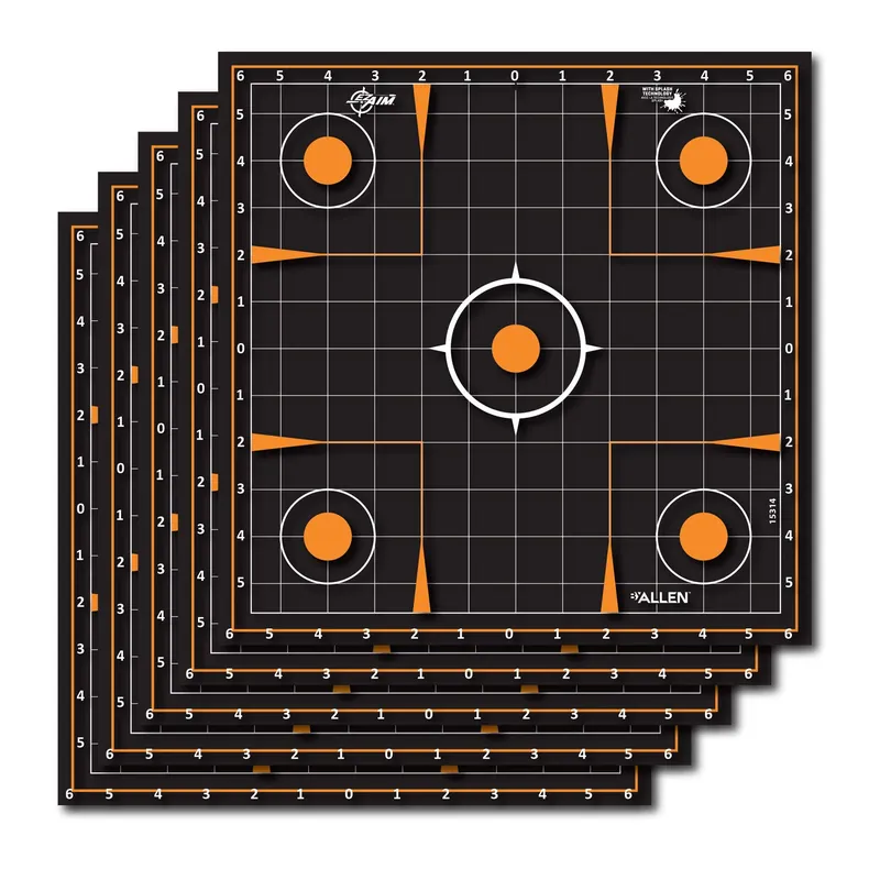 EZ-Aim Splash Reflective Self-Adhesive Paper Black Sight-In Grid 5 Pack