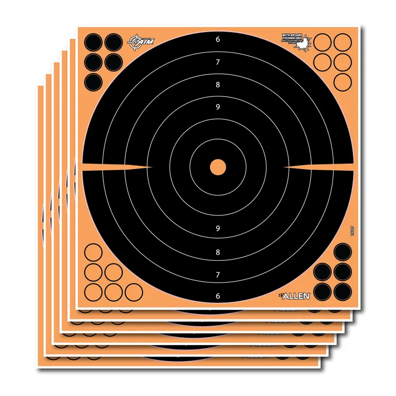 EZ-Aim Splash Reflective Self-Adhesive Paper Black/Orange Bullseye Includes Pasters 5 Pack