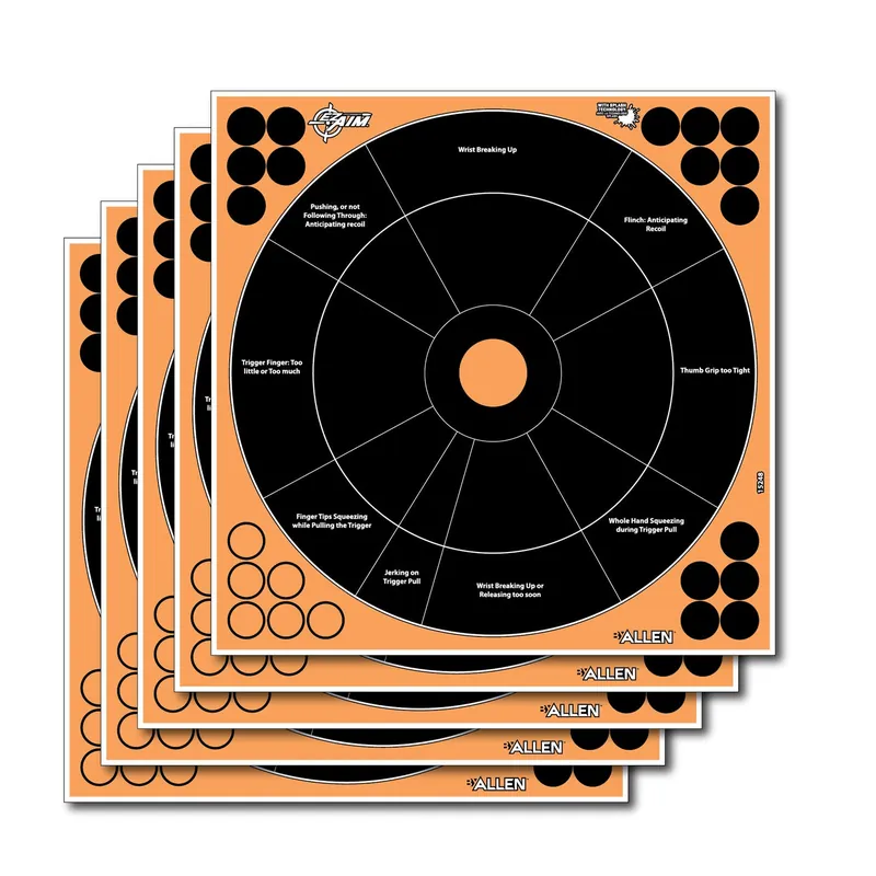 EZ-Aim Splash Self-Adhesive Paper Black/Orange 1" Bullseye 12 PK