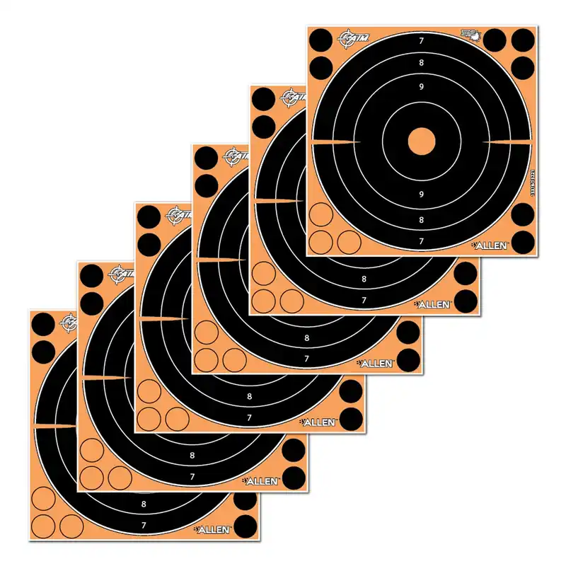 EZ-Aim Splash Self-Adhesive Paper Black/Orange 8" Bullseye Includes Pasters 6 Pack