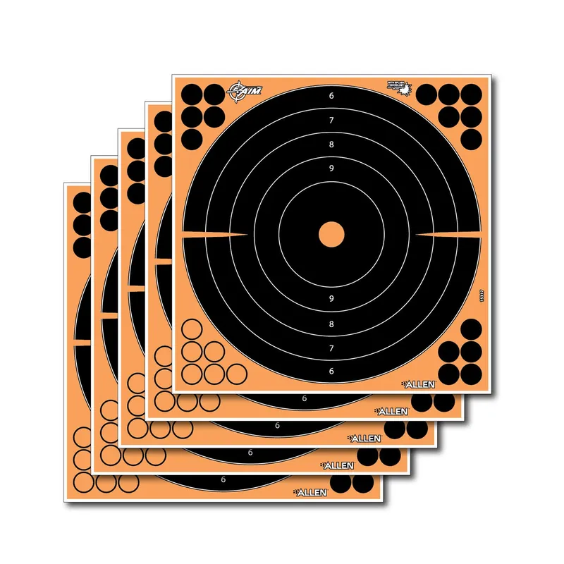 EZ-Aim Splash Self-Adhesive Paper Black/Orange Bullseye Includes Pasters 5 Pack