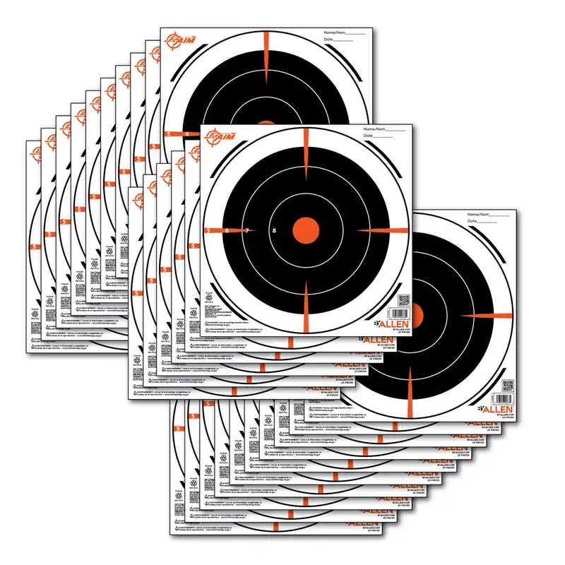 EZ-Ai Paper Targets Bullseye Paper Hanging 8" x 8" Black/Orange 26 Per Pkg