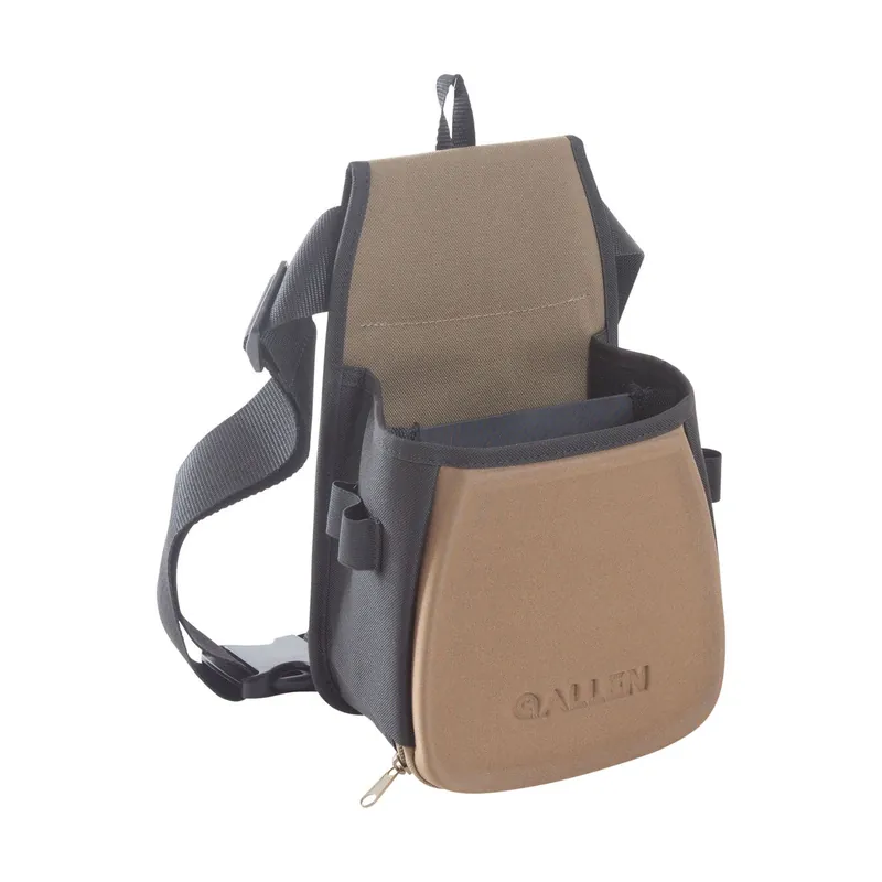 Allen Eliminator Basic Double Compartment Shooting Bag Black with Tan Accents, Elastic Loops, Side Pockets & Molded Components 7 x 4.75" x 12" Exterior Dimensions"
