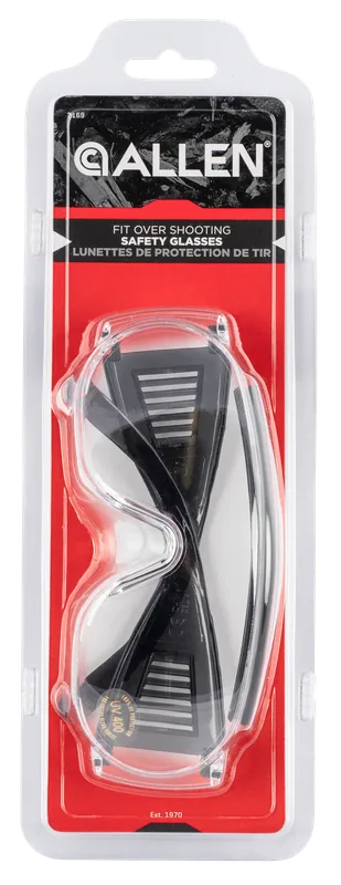 Allen 2169 Shooting & Safety Fit-Over Glasses 100% UV Rated Clear Lens with Gray Frame & Rubber Nose Piece for Adults