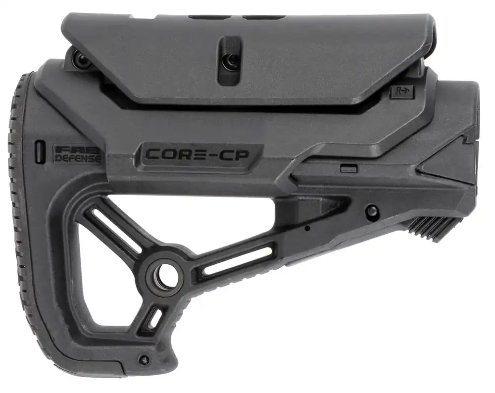 FAB Defense GL-Core S CP Buttstock Adjustable Cheekrest Matte Black Synthetic