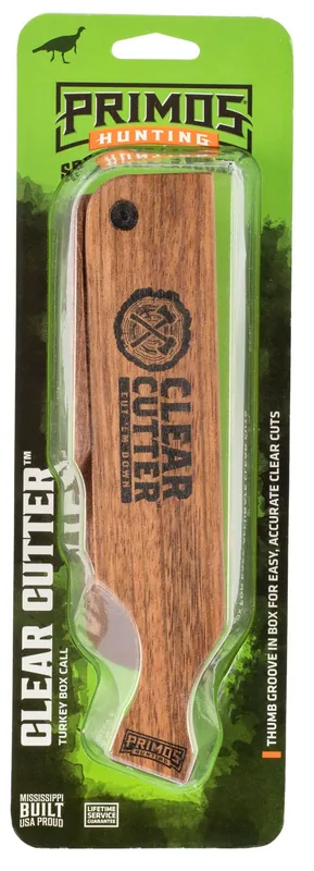 Primos Clear Cutter Box Call Turkey Hen Sounds Attracts Turkeys Brown