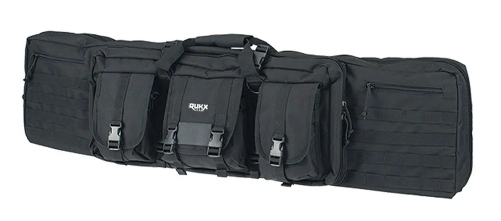 Rukx Gear Tactical Double Gun 36 Water Resistant Black 600D Polyester with Non-Rust Zippers Holds up to 2 Rifles"