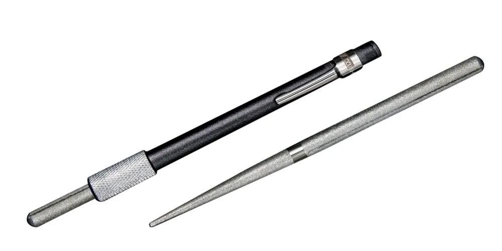 AccuSharp Rod Sharpener Hand Held Diamond Sharpener Black Overmolded Rubber Handle Steel