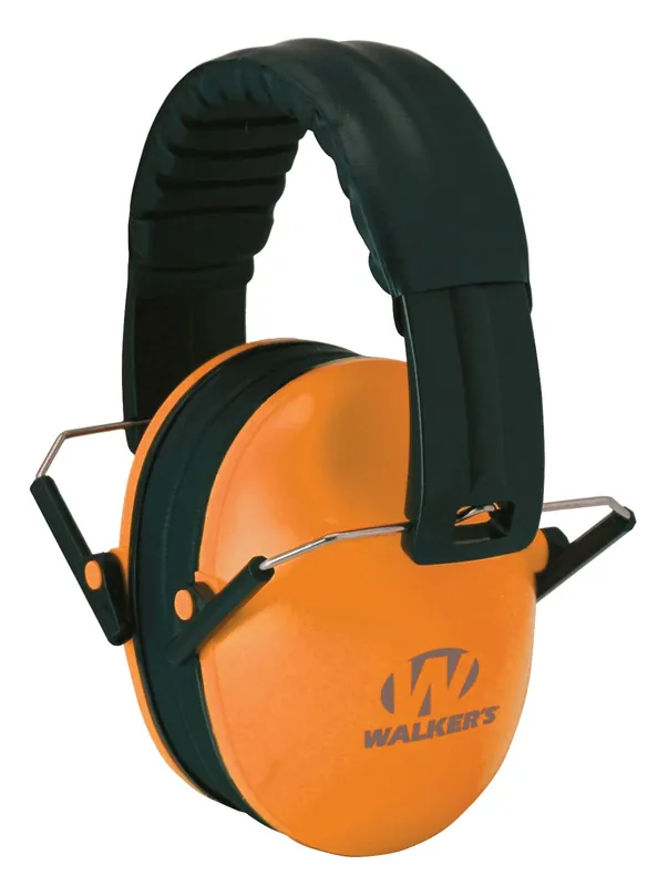 Walker‘s Passive Baby & Kids Folding Polymer 22 dB Over the Head Orange Ear Cups for Youth