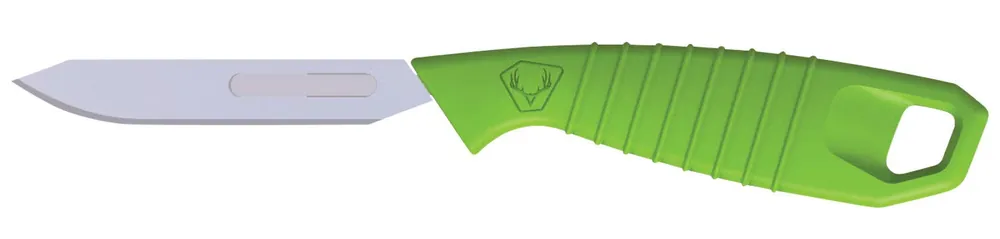 HME Super Lite Replace a Blade Tanto Plain Stainless Steel Blade/Green TPR Handle Includes 5 Replacement Blades/Sheath