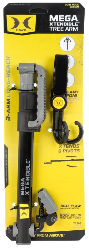 Hawk Mega Xtendible Tree Arm Black Aluminum 12"-25.5"