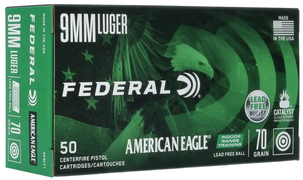 Federal American Eagle 9mm Luger 70gr Lead Free 50rd Bx/ 10 Cs