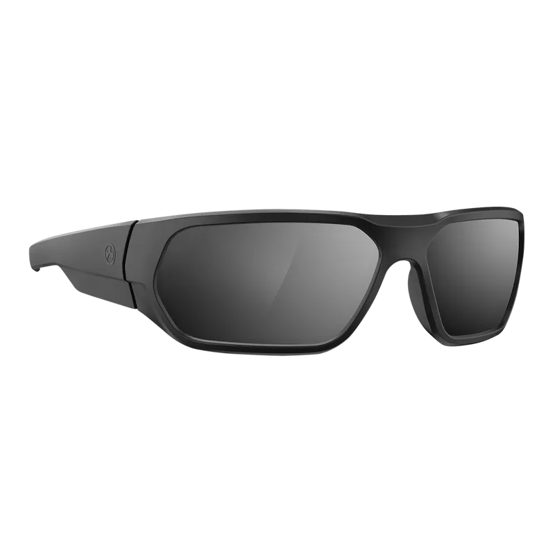 Magpul MAG1145-1-001-1110 Radius Eyewear UV Resistant, Polarized Polycarbonate Gray Silver Mirror Lens with Black Wraparound Frame for Adults