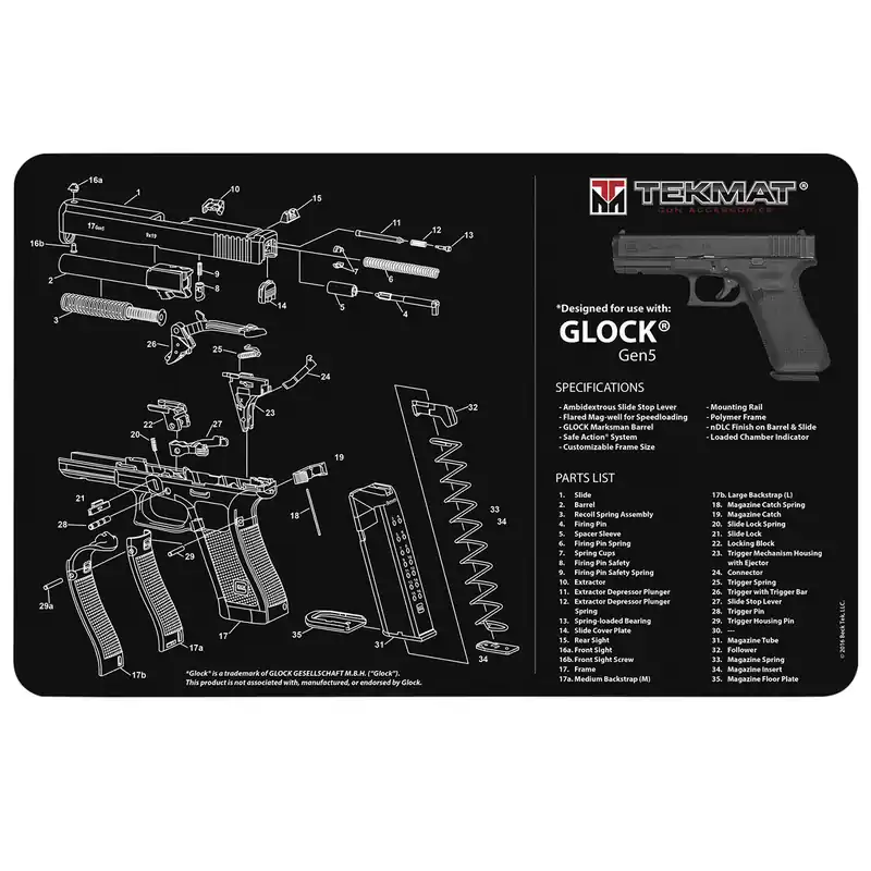TekMat Glock Gen5 Parts Diagram Cleaning Mat