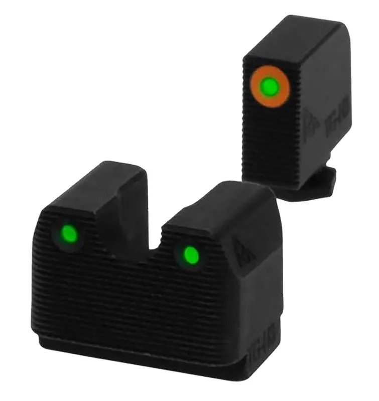 Rival Arms In-Line Night Sights Square Green with Orange Outline Front, U-Notch Green with White Outline Rear Low Set Black Frame for Glock 17 MOS, 19 MOS