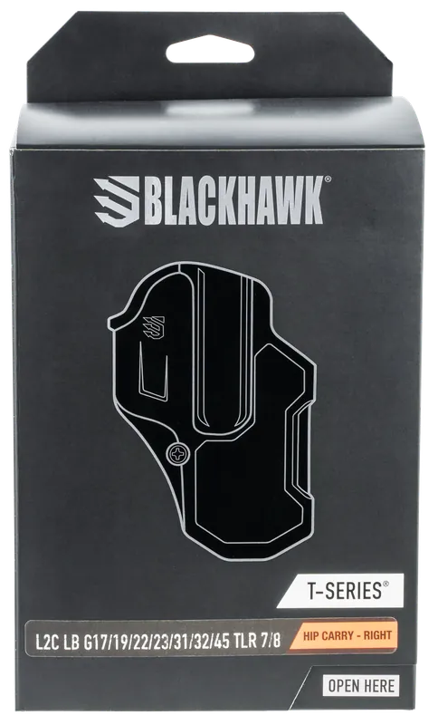 Blackhawk 410200BKR T-Series L2C Light Bearing Black Polymer OWB Fits Glock 17,19,22,23,31,32,45,47 w/TLR 7/8 Right Hand