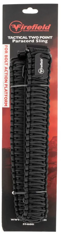 Firefield Two Point Tactical Sling made of Black Nylon Paracord with 37.50"-45" OAL, 1.50" W & Adjustable Design for Rifles