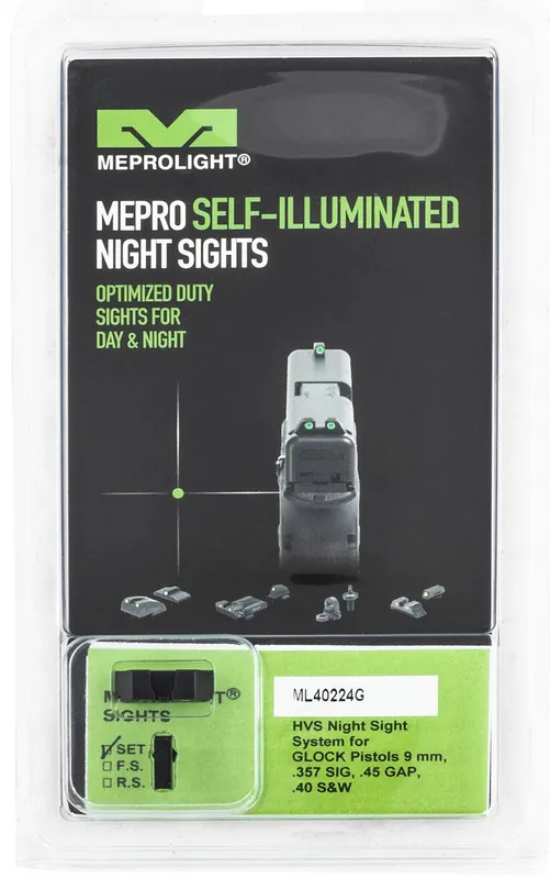 Meprolight USA Mepro Hyper-Bright Self-Illuminated Sights Fixed Tritium Green with Green Outline