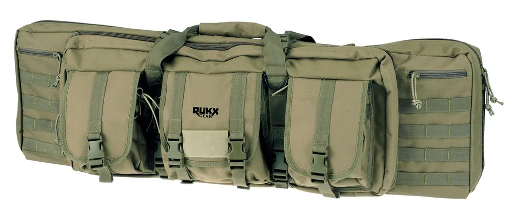 Rukx Gear Tactical Double Gun Case 36 Water Resistant Green 600D Polyester with Non-Rust Zippers