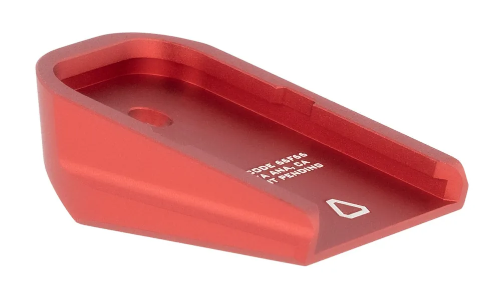 Strike Industries Base Plate made of 6061-T6 Aluminum with Red Finish for Glock Mags (Except 20,21,26,27,33 & 39)