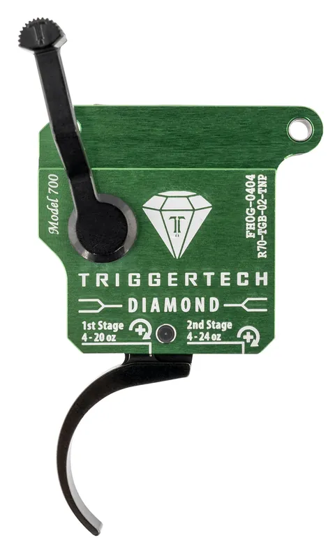 TriggerTech Diamond Two-Stage Pro Curved Trigger with 0.50-2.80 lbs Draw Weight & Green w/Black Parts Finish for Remington 700 Right