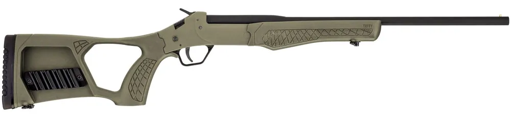 Rossi Tuffy Youth 410 Gauge 18.50" 1rd Matte Black Rec OD Green Fixed Thumbhole Stock Right Hand