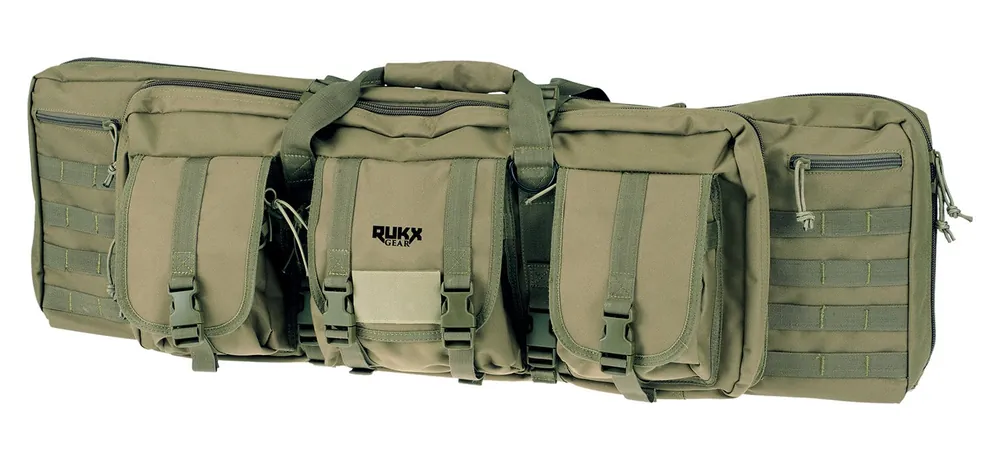Rukx Gear Tactical Double Gun Case 42 Water Resistant Green 600D Polyester with Non-Rust Zippers