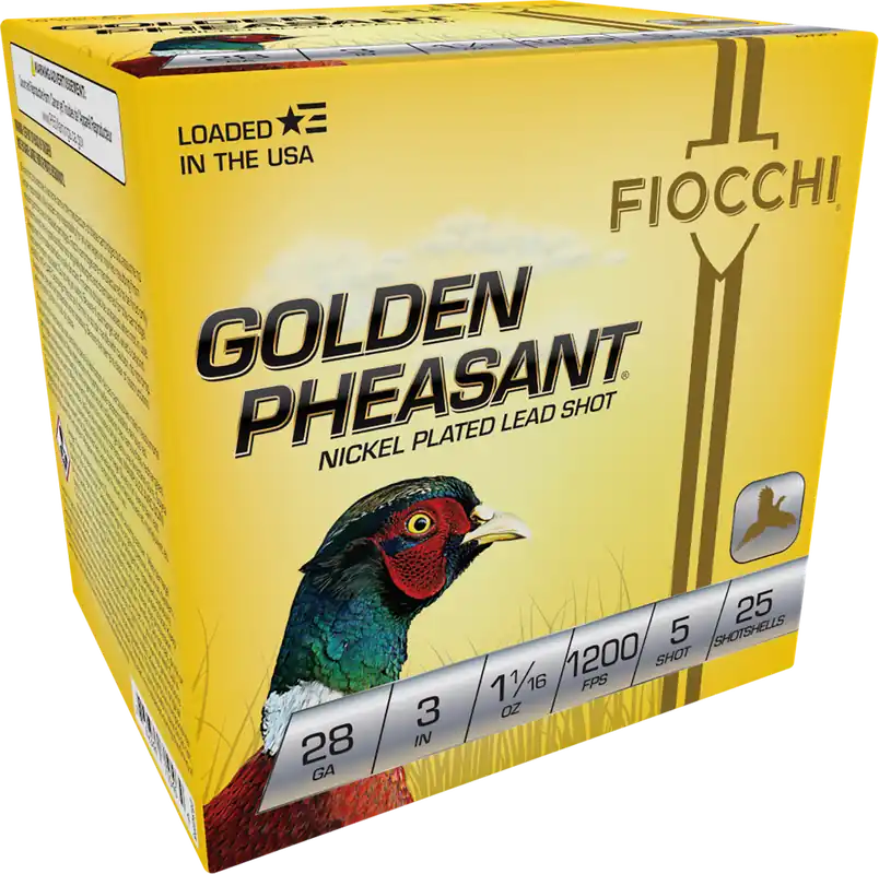 Fiocchi Golden Pheasant Extrema 28ga 3" 1-1/16 oz 5 Nickel-plated Lead Shot 25 Shells Per Box