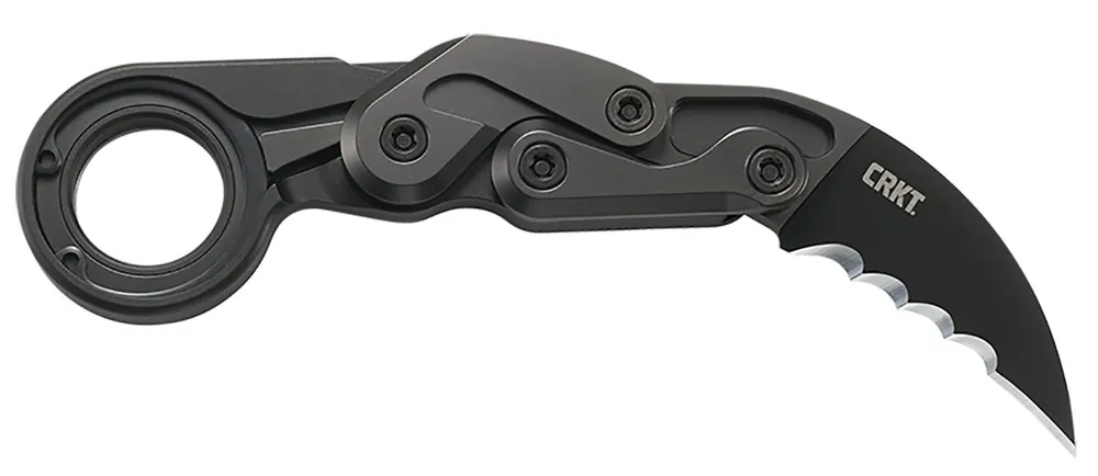 CRKT Provoke 2.41" Folding Hawkbill Veff Serrated Black TiN D2 Steel Blade/Black Aluminum Handle Includes Pocket Clip