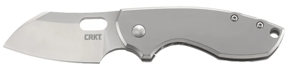 CRKT Pilar 2.40" Folding Plain Satin 8Cr13MoV SS Blade/Bead Blasted Stainless Steel Handle Includes Pocket Clip