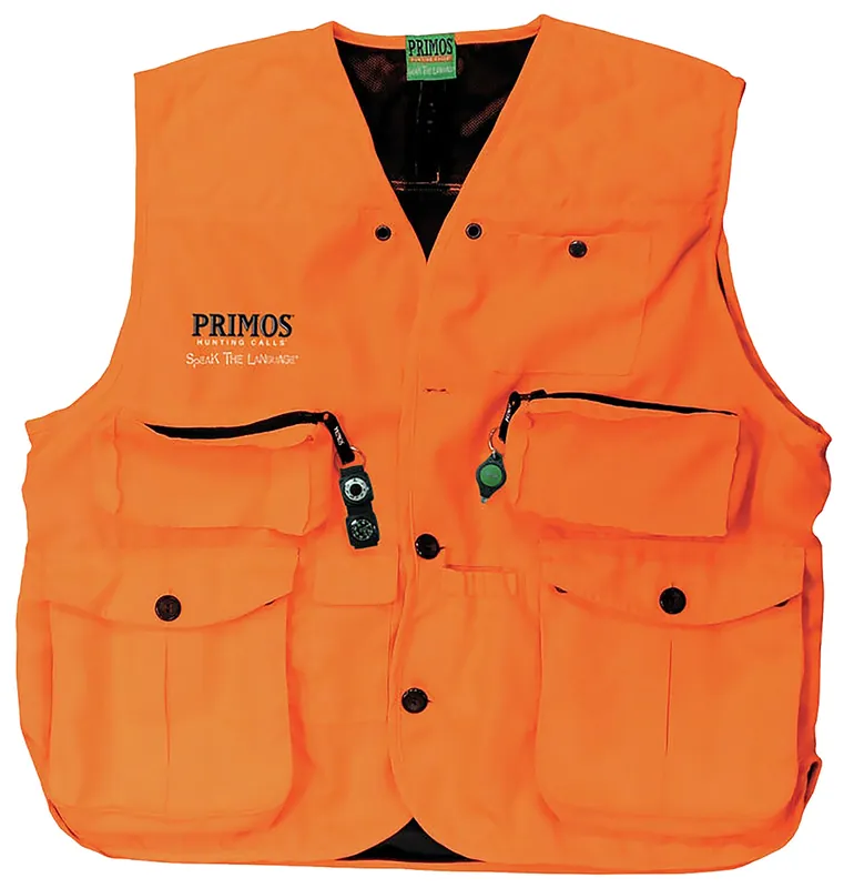 Primos Gunhunter‘s Hunting Vest Medium Blaze Orange Features Compass & LED Light