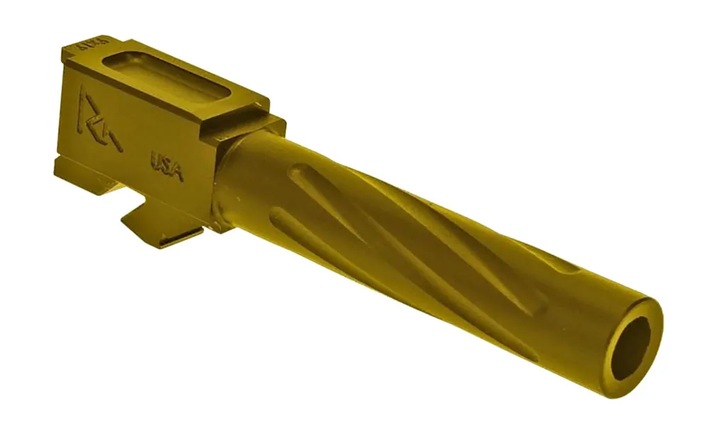 Rival Arms Precision V1 Drop-In Barrel 9mm Luger 4.49" Gold PVD Finish 416R Stainless Steel Material for Glock 17 Gen3-4