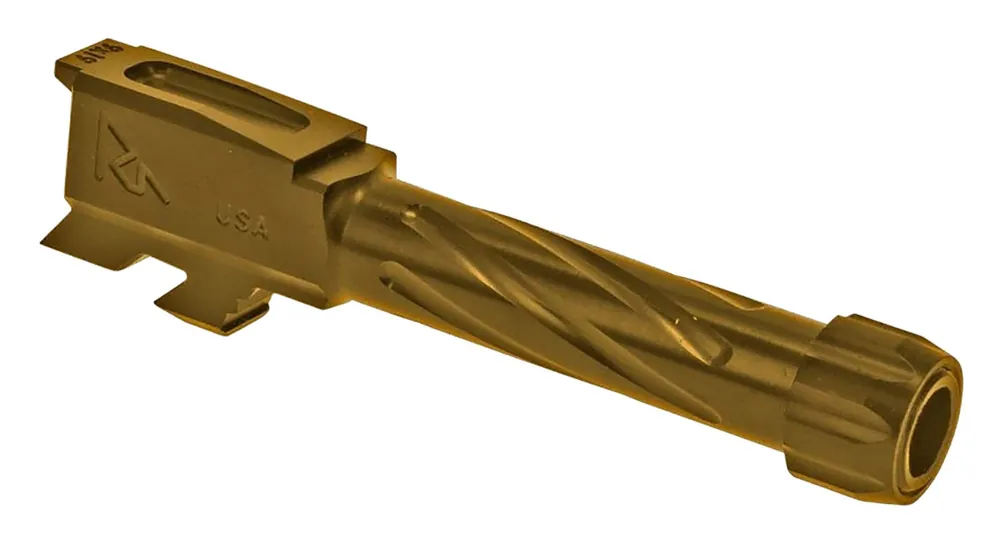 Rival Arms Precision V1 Drop-In Barrel 9mm Luger 3.41" Gold PVD Finish 416R Stainless Steel Material with Threading for Glock 43