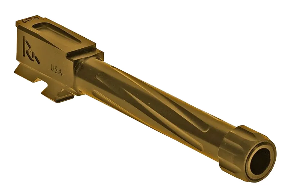 Rival Arms Precision V1 Drop-In Barrel 9mm Luger 4.17" Gold PVD Finish 416R Stainless Steel Material with Threading for Glock 48