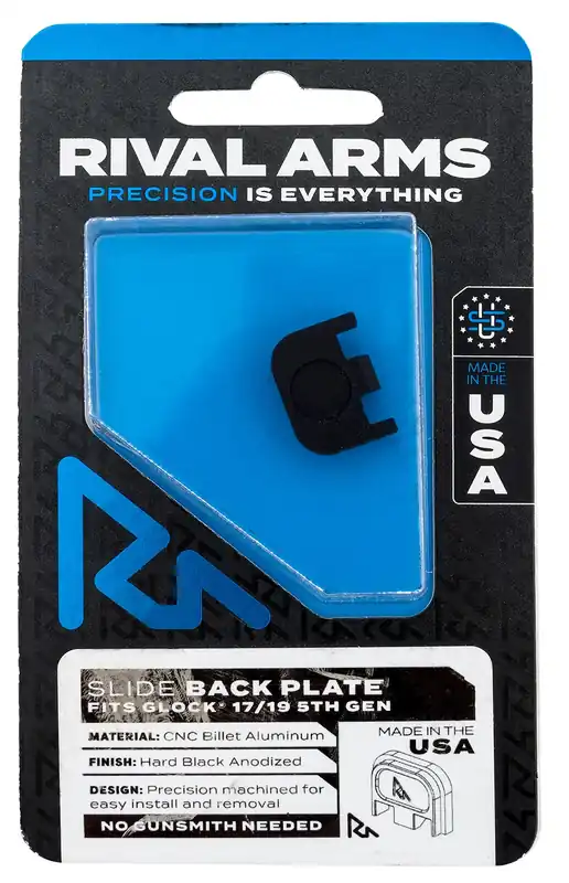 Rival Arms Slide Back Cover Plate Double Stack Black Anodized Aluminum for Glock 17, 19 Gen5