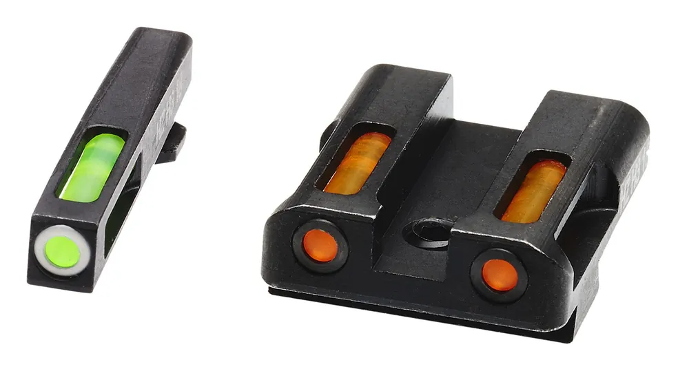 HiViz LiteWave H3 Set 3-Dot Tritium with LitePipe Technology Green with White Outline Front, Orange Rear Black Frame for Glock 45 ACP/10mm Auto Calibers