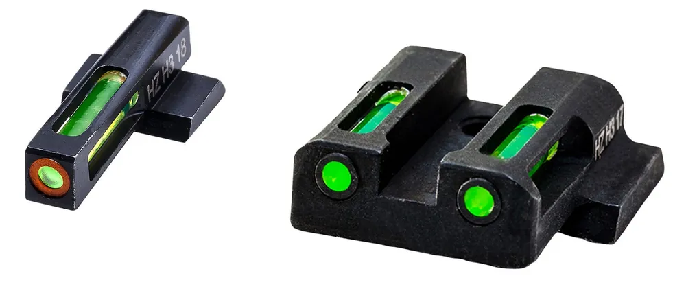 HiViz LiteWave H3 Set 3-Dot Tritium with LitePipe Technology Green with Orange Outline Front, Green Rear Black Frame for S&W M&P Shield (Except M&P22,CORE,M&P Long Slide)