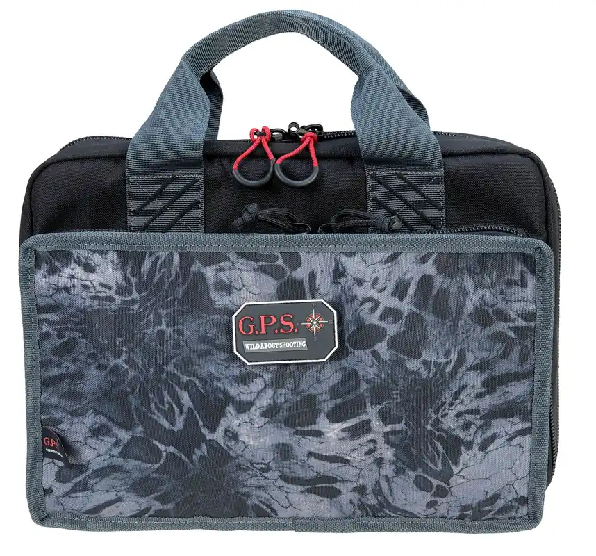G*Outdoors Quad Pistol Range Bag with Visual ID Storage System, Side Pockets, Mag Storage Pocket & PRYM1 Blackout Finish Holds Up To 4 Handguns Includes Ammo Dump Cups